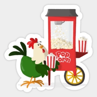 rooster popcorn Sticker